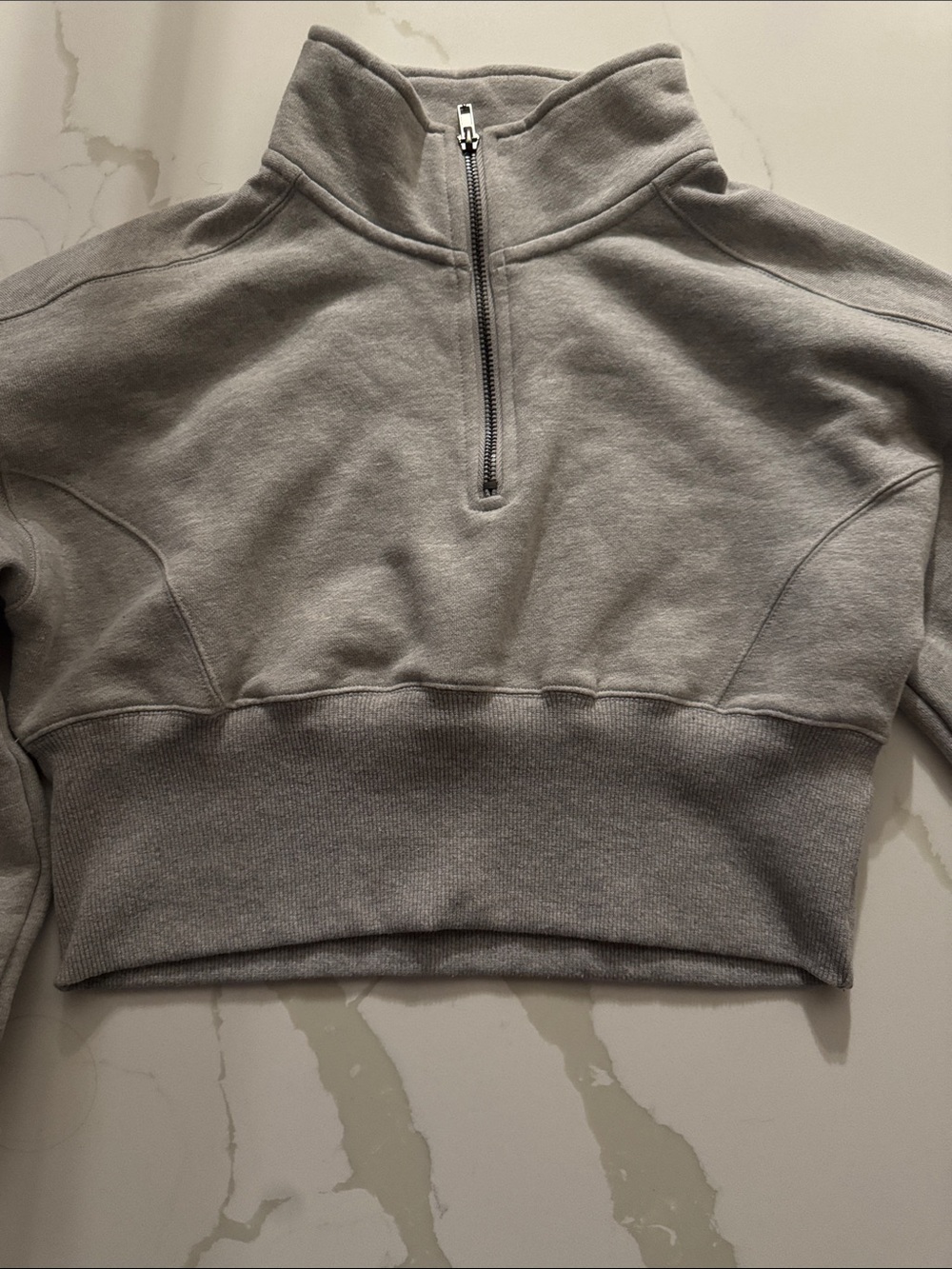 Cropped Quarter-Zip Women’s Sweater - Gray